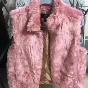 J. Crew pink faux fur vest size m